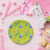 かわいいパロットパターンインディアンリングネックインパレーゲグリーン ペーパープレート (パーティー)