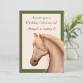 かわいいパロミノ馬の誕生日招待状 ~ 女の子 招待状 (スタンド正面)