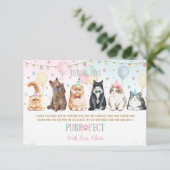 かわいいパワティ猫バルーン誕生日パーティー サンキューカード (スタンド正面)