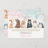 かわいいパワティ猫バルーン誕生日パーティー サンキューカード (正面/裏面)