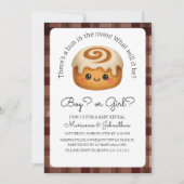 かわいいパンがオーブンの中に赤ちゃん発表 招待状 (正面)