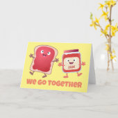 かわいいパンとジャムのバレンタイン漫画 カード (黄色い花)