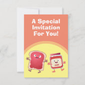 かわいいパンとジャム漫画のイラストレーション招待 招待状 (裏面)