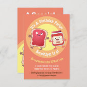 かわいいパンとジャム漫画のイラストレーション招待 招待状 (正面/裏面)