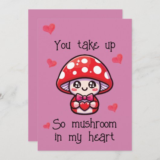 かわいいパンのバレンタインカード – キノコ シーズンカード (正面/裏面)
