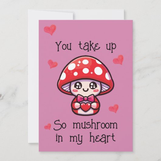 かわいいパンのバレンタインデーのカード – キノコ シーズンカード (正面)