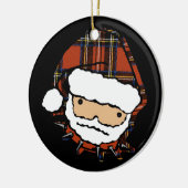 かわいいパンクの格子縞サンタ セラミックオーナメント (左)