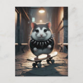 かわいいパンクスパイクカラースケートボードハムスター ポストカード (正面)