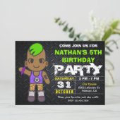 かわいいパンクネオンロックスター誕生日パーティーの招待状 招待状 (スタンド正面)