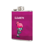 かわいいパンクロックゾンビガール図解入りの、写真付きの フラスク (左)