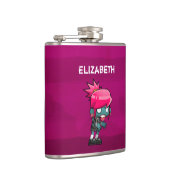 かわいいパンクロックゾンビガール図解入りの、写真付きの フラスク (右)