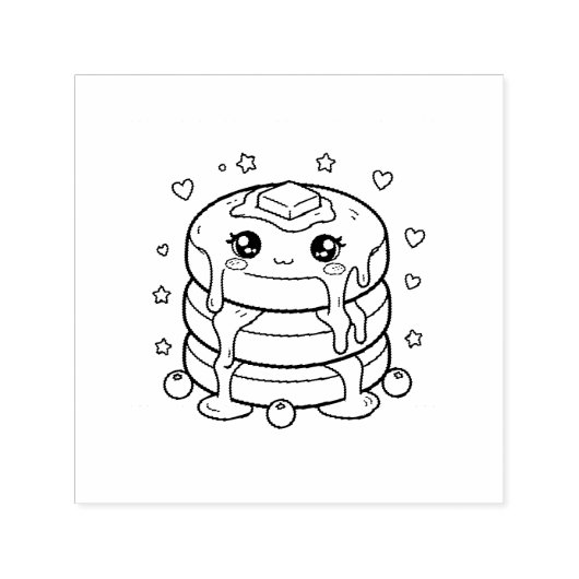かわいいパンケーキの山のぬりえ セルフインキングスタンプ (デザイン)