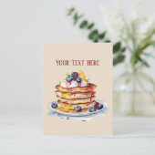 かわいいパンケーキの朝食を追加文字 ポストカード (スタンド正面)