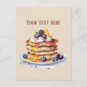 かわいいパンケーキの朝食を追加文字 ポストカード (正面)