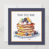 かわいいパンケーキの朝食パーティー 招待状 (正面)