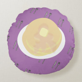 かわいいパンケーキドリップシロップ朝食 ラウンドクッション