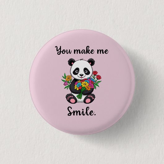 かわいいパンダあなたが私にスマイル 缶バッジ (正面)