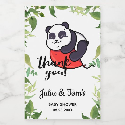 かわいいパンダありがとう赤ちゃんシャワーミニワインラベル ワインラベル (シングルラベル)