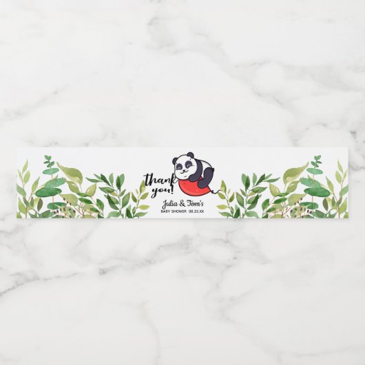 かわいいパンダありがとう赤ちゃんシャワー ペットボトルラベル (シングルラベル)