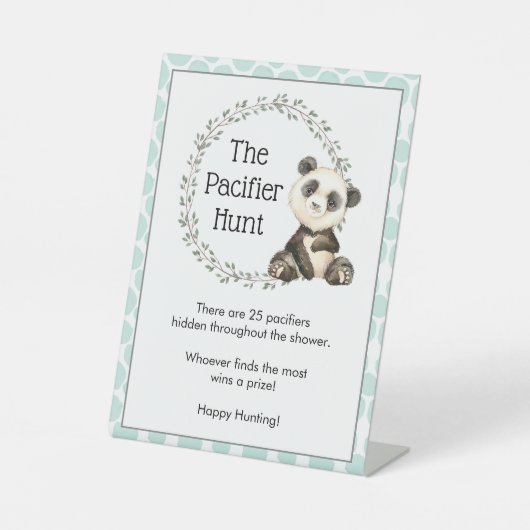 かわいいパンダおしゃぶり狩り赤ちゃんシャワーゲーム 台座サイン (正面)