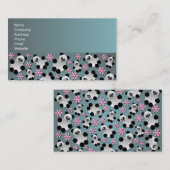 かわいいパンダおよび花模様の名刺 名刺 (正面/裏面)