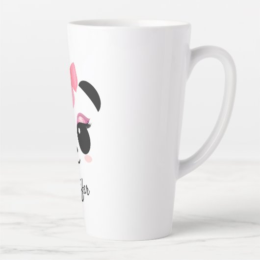 かわいいパンダかわいいまつパーソナライズされたげ カフェラテマグ (右)