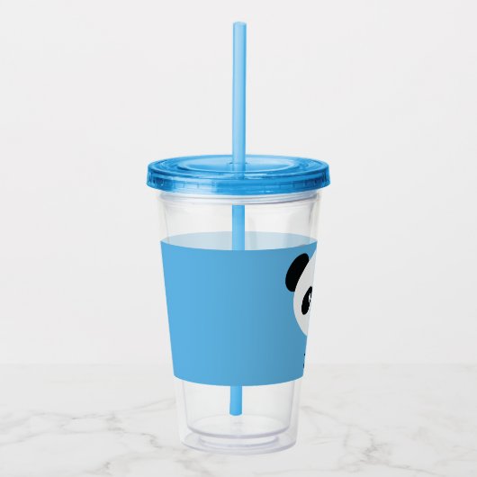 かわいいパンダかわいいキッズブルーパーソナライズされた アクリルタンブラー (右)