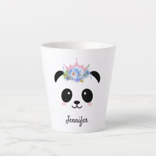 かわいいパンダかわいいフローラクイーンパーソナライズされたラテ カフェラテマグ