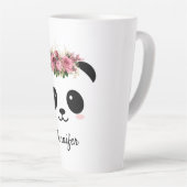かわいいパンダかわいいフローラ パーソナライズされた カフェラテマグ (右アングル)
