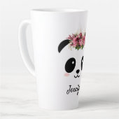 かわいいパンダかわいいフローラ パーソナライズされた カフェラテマグ (左アングル)