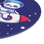 かわいいパンダがロケット船の子どもたちパーソナライズされた カッティングボード (角)