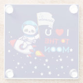 かわいいパンダがロケット船の子どもたちパーソナライズされた ガラスコースター (裏面)