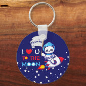 かわいいパンダがロケット船の子どもたちパーソナライズされた キーホルダー (正面)