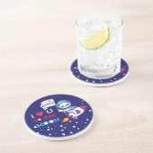 かわいいパンダがロケット船の子どもたちパーソナライズされた コースター (側面)