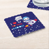 かわいいパンダがロケット船の子どもたちパーソナライズされた ペーパーコースター (アングル)