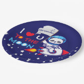 かわいいパンダがロケット船の子どもたちパーソナライズされた ペーパープレート (アングル)