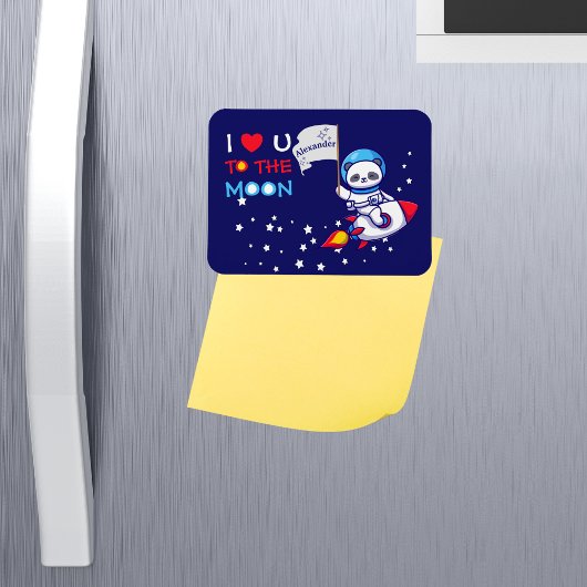 かわいいパンダがロケット船の子どもたちパーソナライズされた マグネット