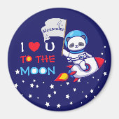 かわいいパンダがロケット船の子どもたちパーソナライズされた マグネット (正面)