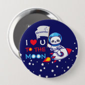 かわいいパンダがロケット船の子どもたちパーソナライズされた 缶バッジ (正面&裏面)