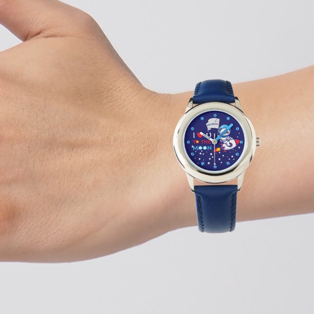 かわいいパンダがロケット船の子どもたちパーソナライズされた 腕時計 (クリエイターアップロード済み)