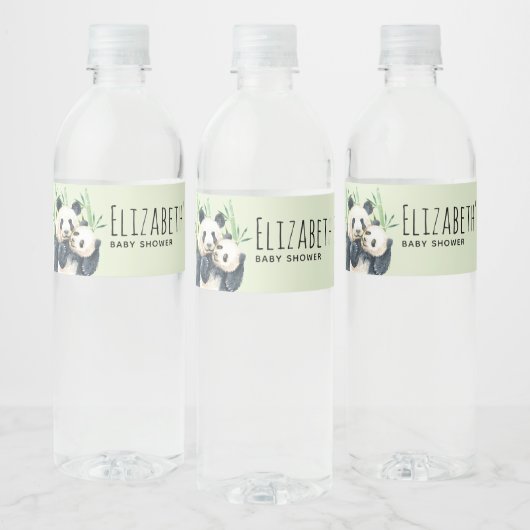 かわいいパンダが可愛い水彩赤ちゃんシャワー ペットボトルラベル (ボトル)