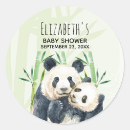 かわいいパンダが可愛い水彩赤ちゃんシャワー ラウンドシール