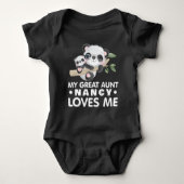 かわいいパンダが大好きな私の素敵な叔母さんの名前は です。 ベビーボディスーツ (正面)