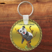 かわいいパンダが木の上で寝ている キーホルダー (正面)