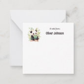 かわいいパンダが本を読む名前 ノートカード (正面)