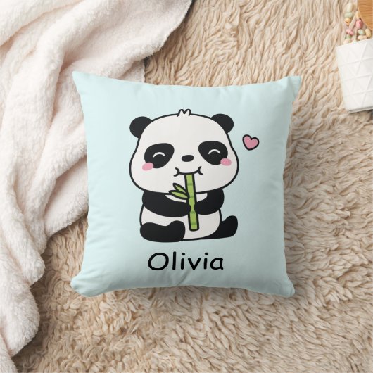 かわいいパンダが竹をむしゃむしゃ、ベビーの寝室の装飾 クッション (ブランケット)