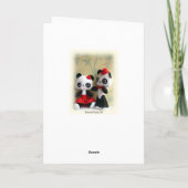 かわいいパンダくまのカップル記念日の挨拶状 カード (裏面)