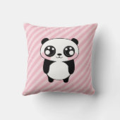 かわいいパンダくまのピンクのストライプの背景 クッション (裏面)