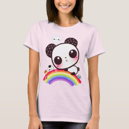 かわいいパンダとかわいい食べ物の虹 Tシャツ