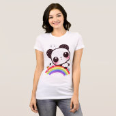 かわいいパンダとかわいい食べ物の虹 Tシャツ (正面フル)